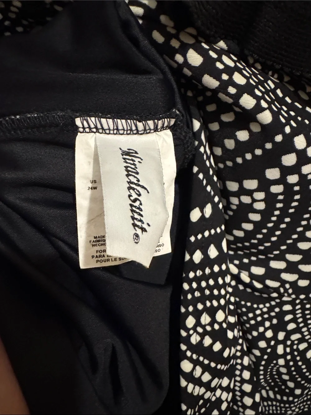 MIRACLESUIT Size 24W Black Polka Dot Underwire Tankini Swimsuit Top EUC